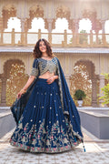 VELMORAFEB Midnight Grace: Heavily Embroidered Navy Blue Lehenga Set