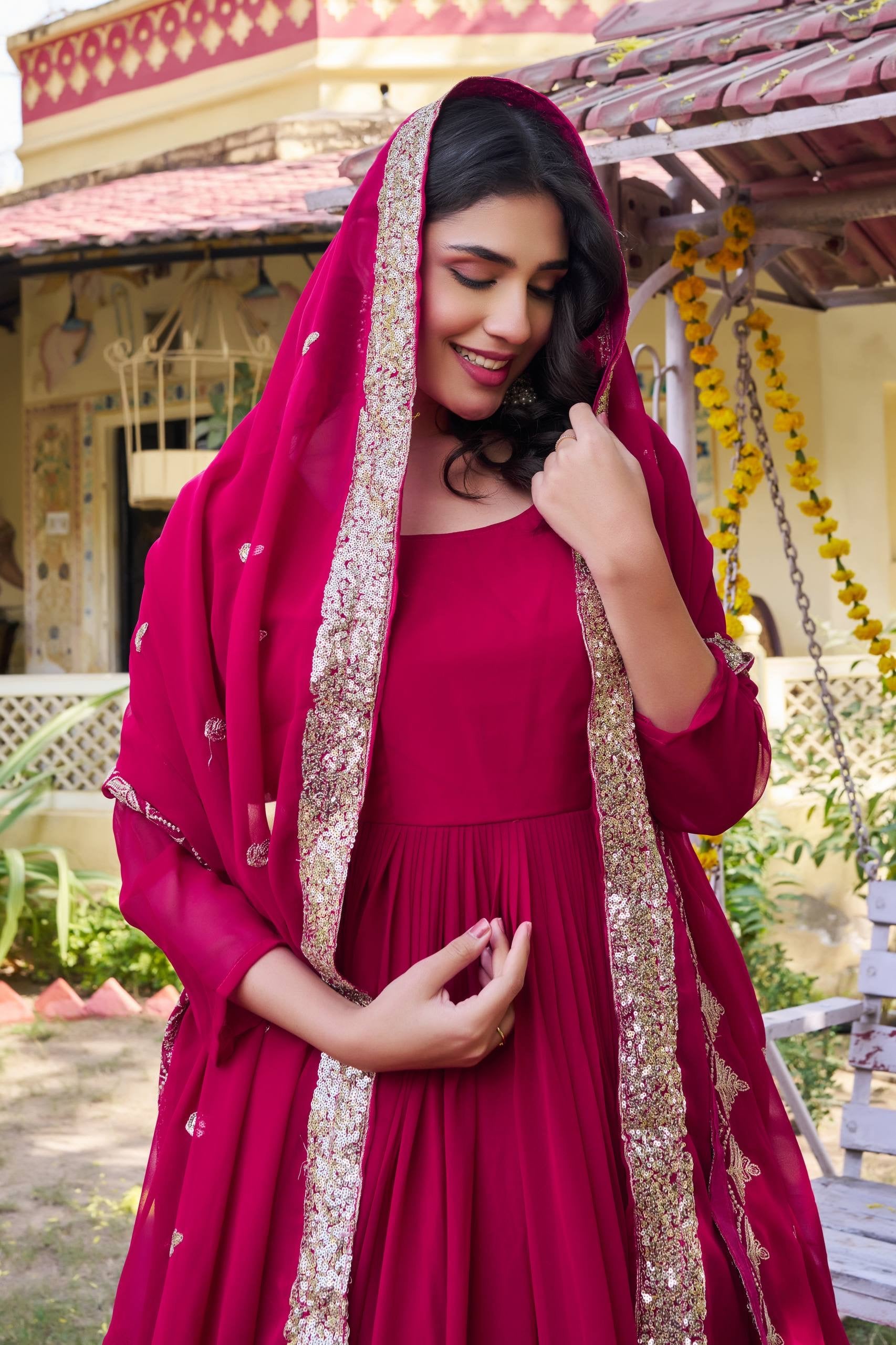 VELMORAFEB Celebration Special: Heavy Sequence Work Gown & Dupatta