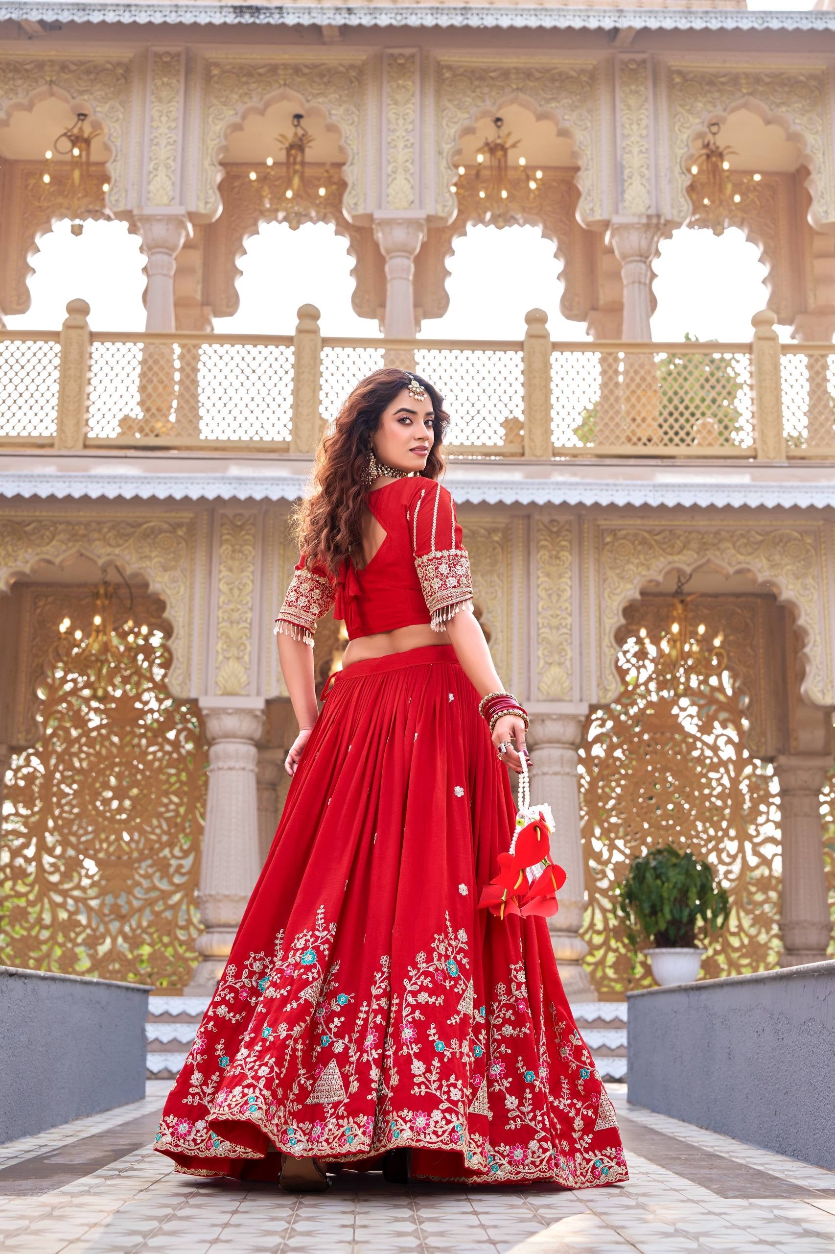 VELMORAFEB Crimson Heritage: Grand Red Bridal Lehenga Set