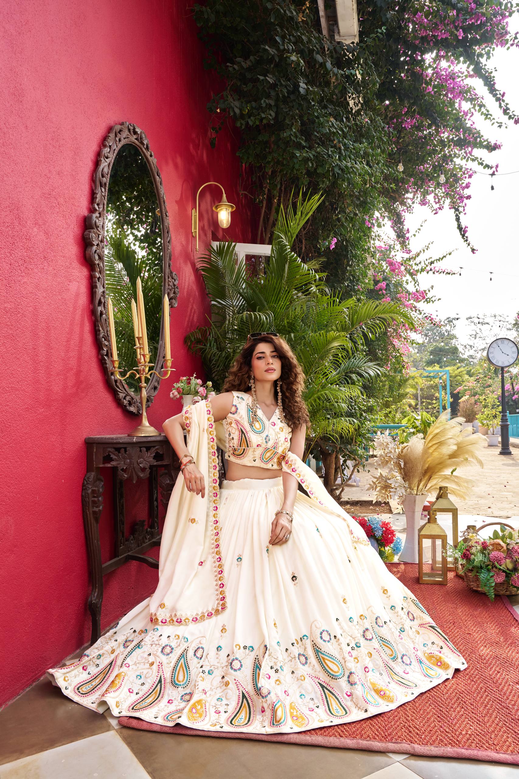 VELMORA White Wedding Lehenga Choli – Pure Crunchy Silk with 9-Meter Flair